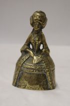 A VINTAGE BRASS BELL MODELLED AS A VICTORIAN WOMAN