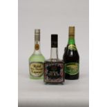 THREE BOTTLES OF LIQUEUER TO INCLUDE A 70CL BOTTLE OF FRAISE DE BOIS, A 70CL PARADISE GRAPE