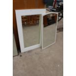 TWO WHITE FRAMED MIRRORS