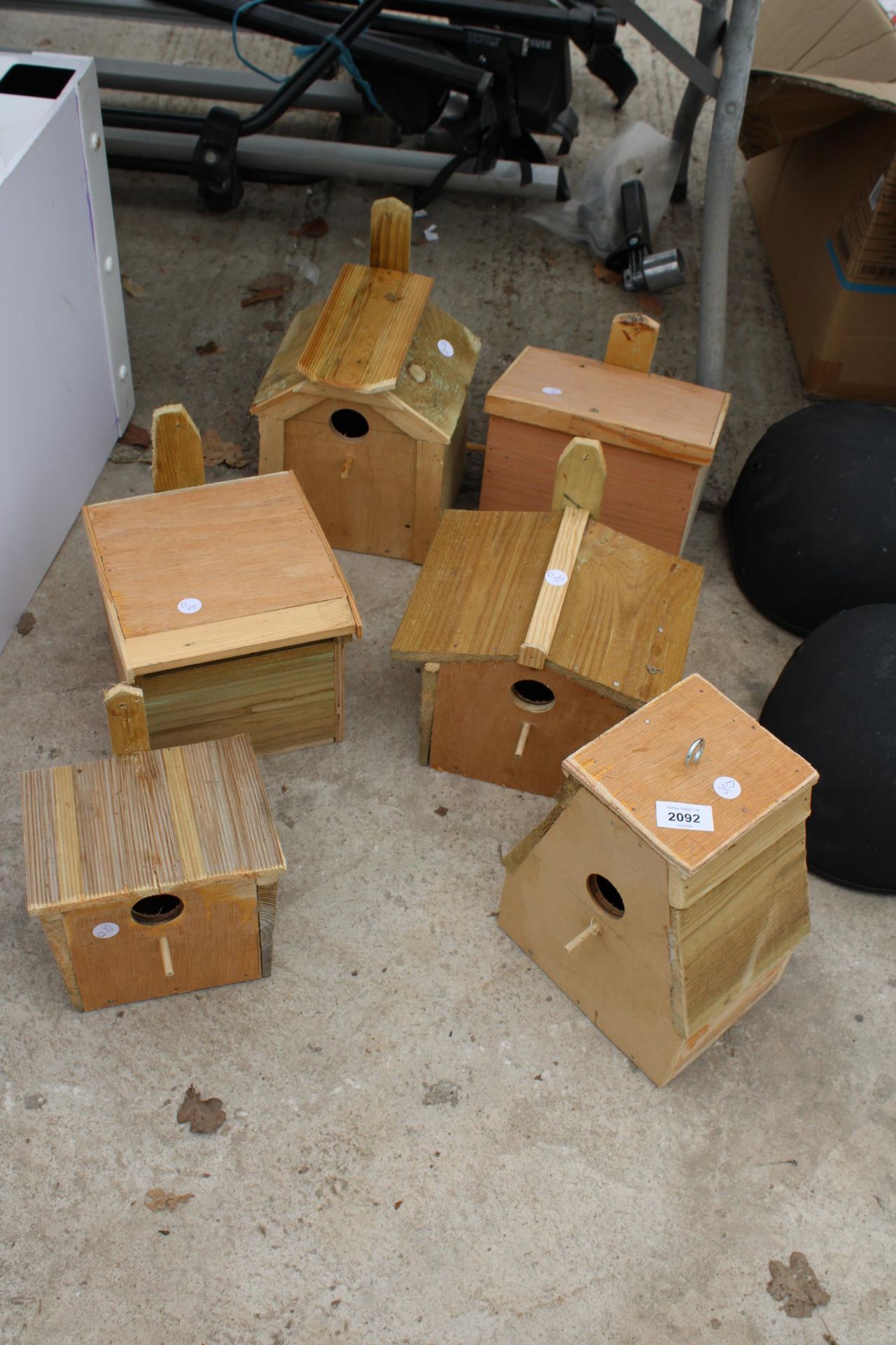 SIX VARIOUS WOODEN BIRD BOXES