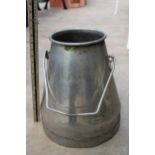 A HAND PAINTED STAINLESS STEEL MILKING BUCKET