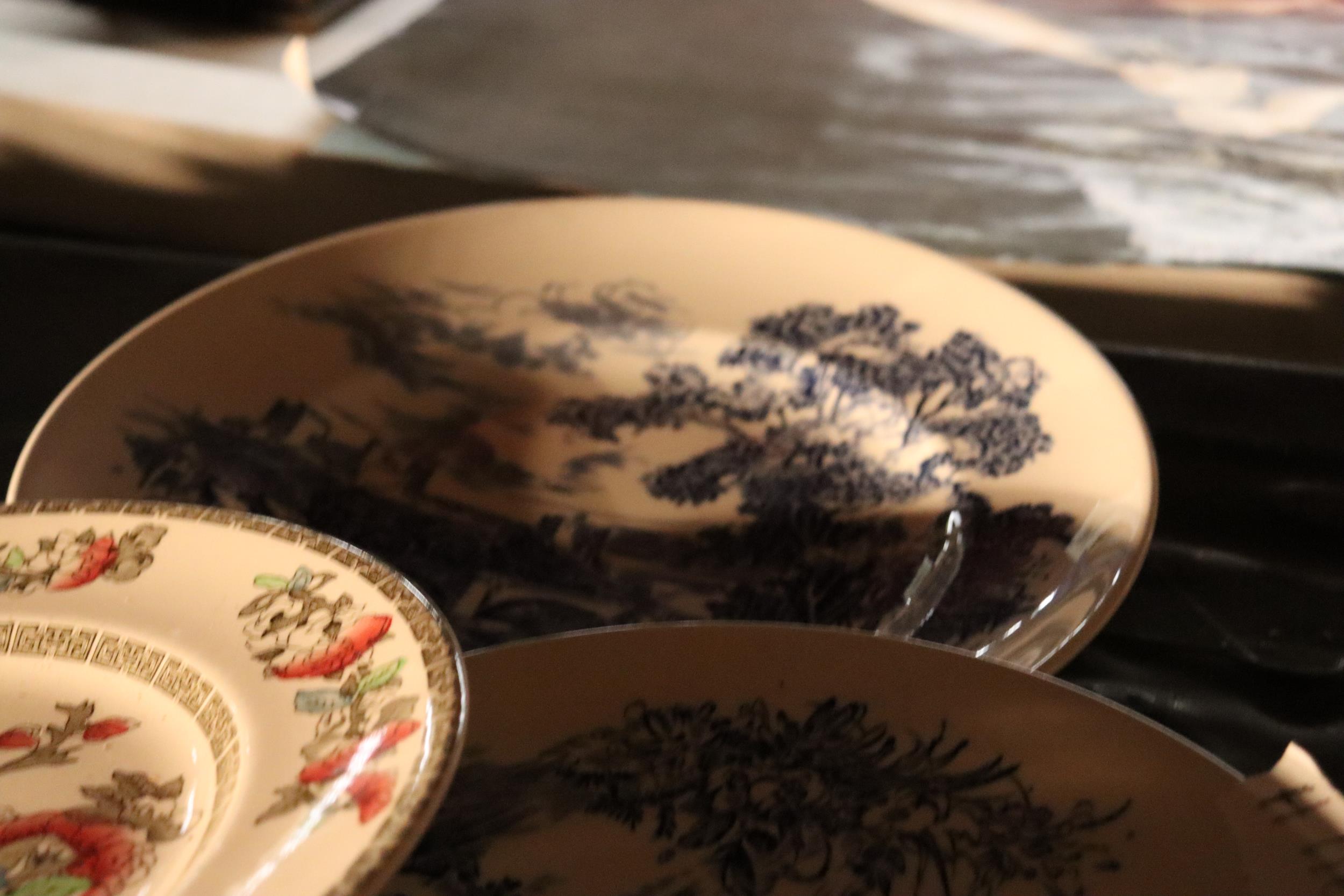 A COLELCTION OF BLUE AND WHITE PLATES TO INCLUDE WEDGWOOD, WILLOW PATTERN, ETC - Image 8 of 12