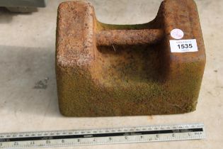 A VINTAGE CAST IRON 56LB WEIGHT