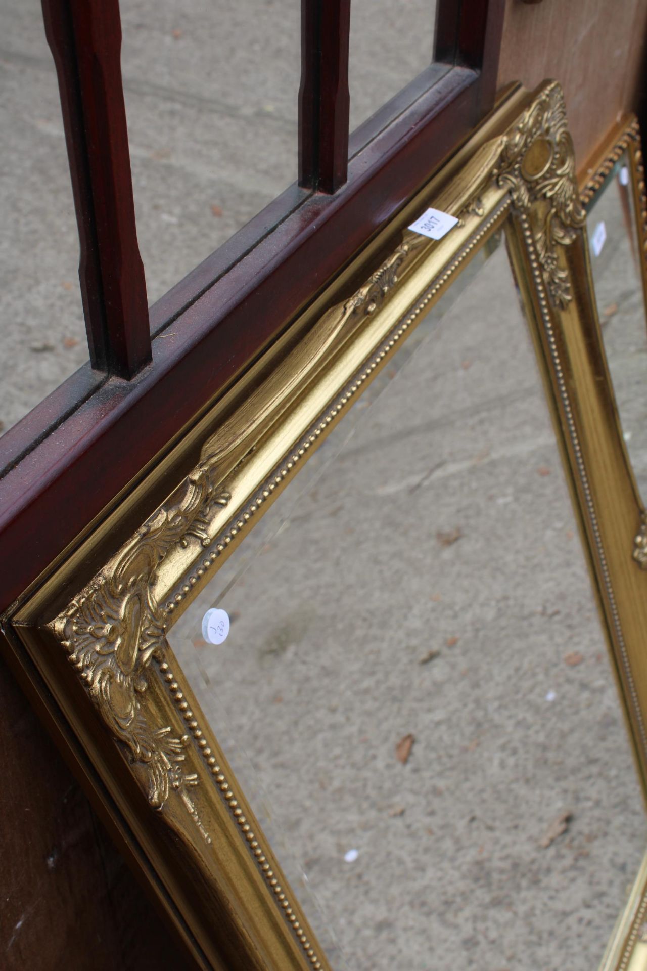 A JARSON-JUHL GILT FRAMED BEVEL EDGE WALL MIRROR 36" X 24" - Image 2 of 4