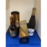 TWO BOTTLES TO INCLUDE BLUE NUN GOLD WINE AND A GOLDEN JUBILEE ALE EACH WITH PRESENTATION TIN CASES