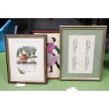 TWO FRAMED FELT PICTURES AND TWO EMBROIDERIES