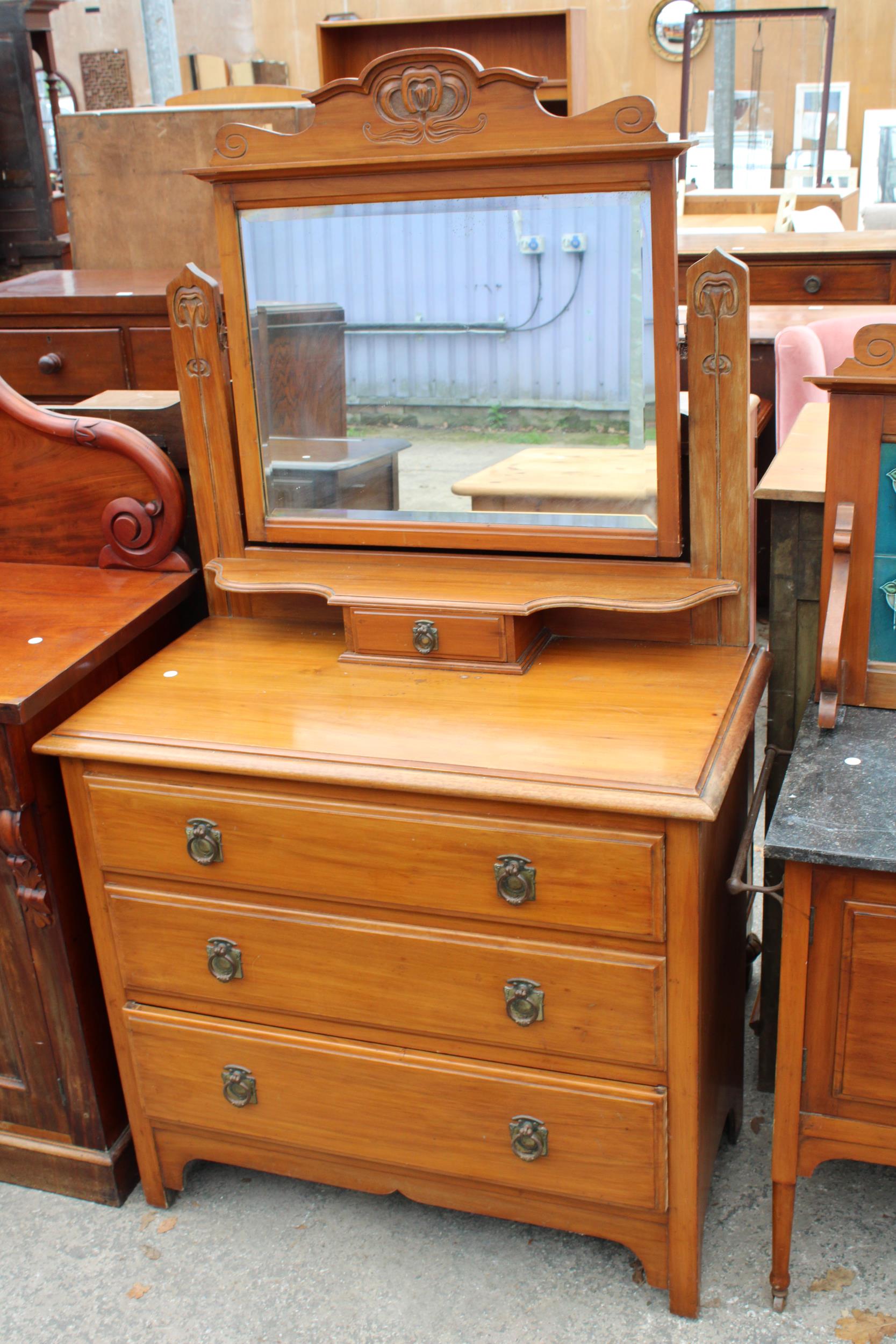 A VICTORIAN SATINWOOD DRESSING CHEST AND MARBLE TOP WASHSTAND - Image 3 of 6