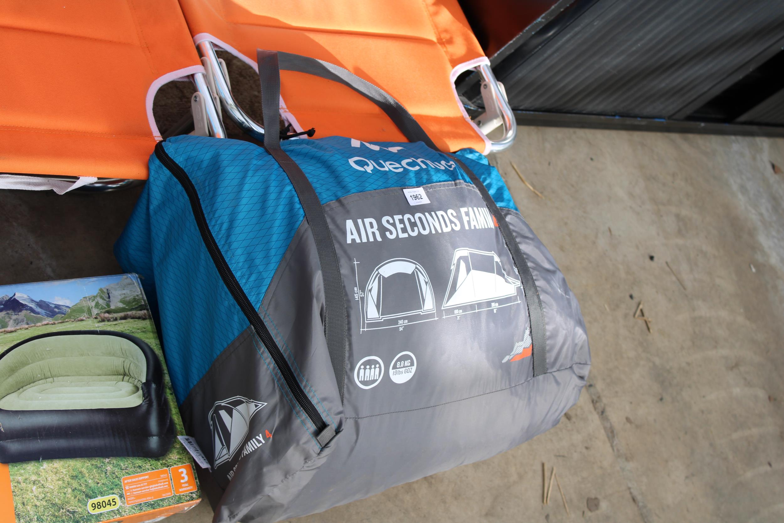 AN ASSORTMENT OF CAMPING ITEMS TO INCLUDE FOLDING CHAIRS, A TENT AND AN AIR BED ETC - Image 3 of 3