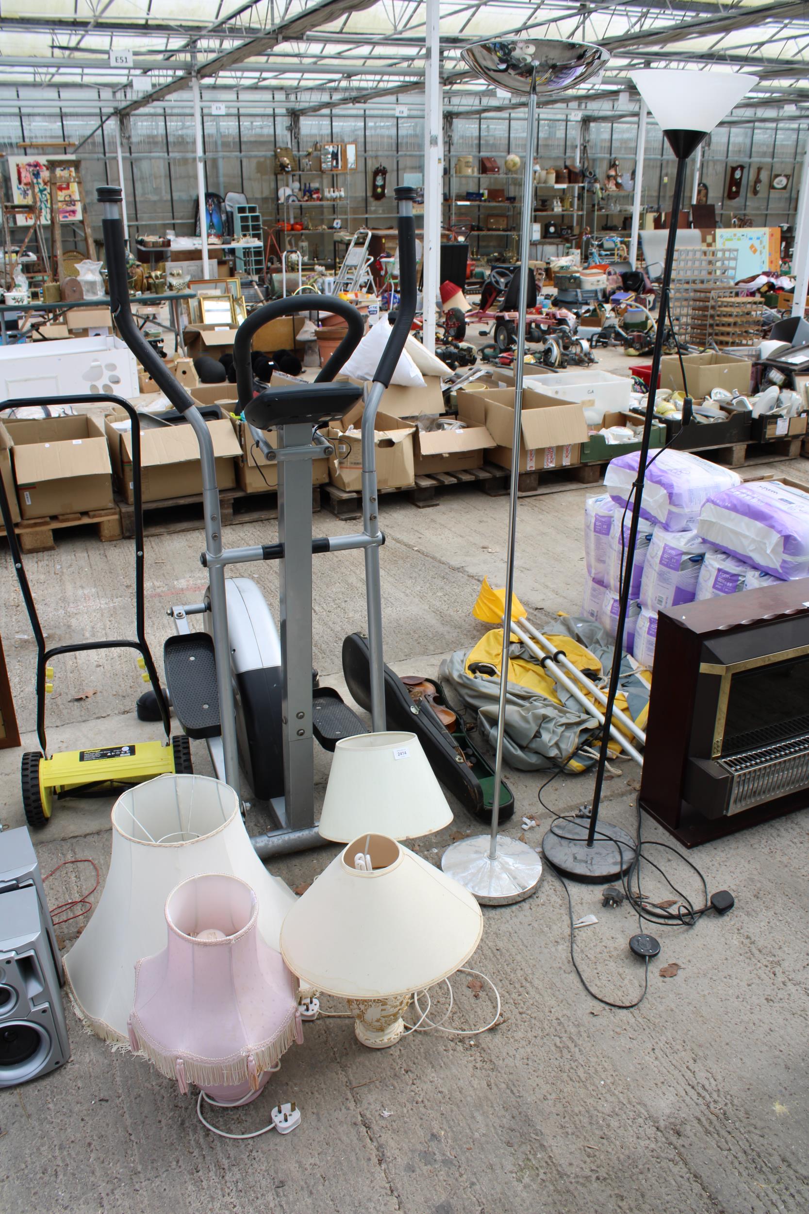 FOUR TABLE LAMPS WITH SHADES AND TWO STANDARD LAMPS