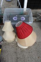 TWO LIGHT FITTINGS AND AN ASSORTMENT OF LAMP SHADES