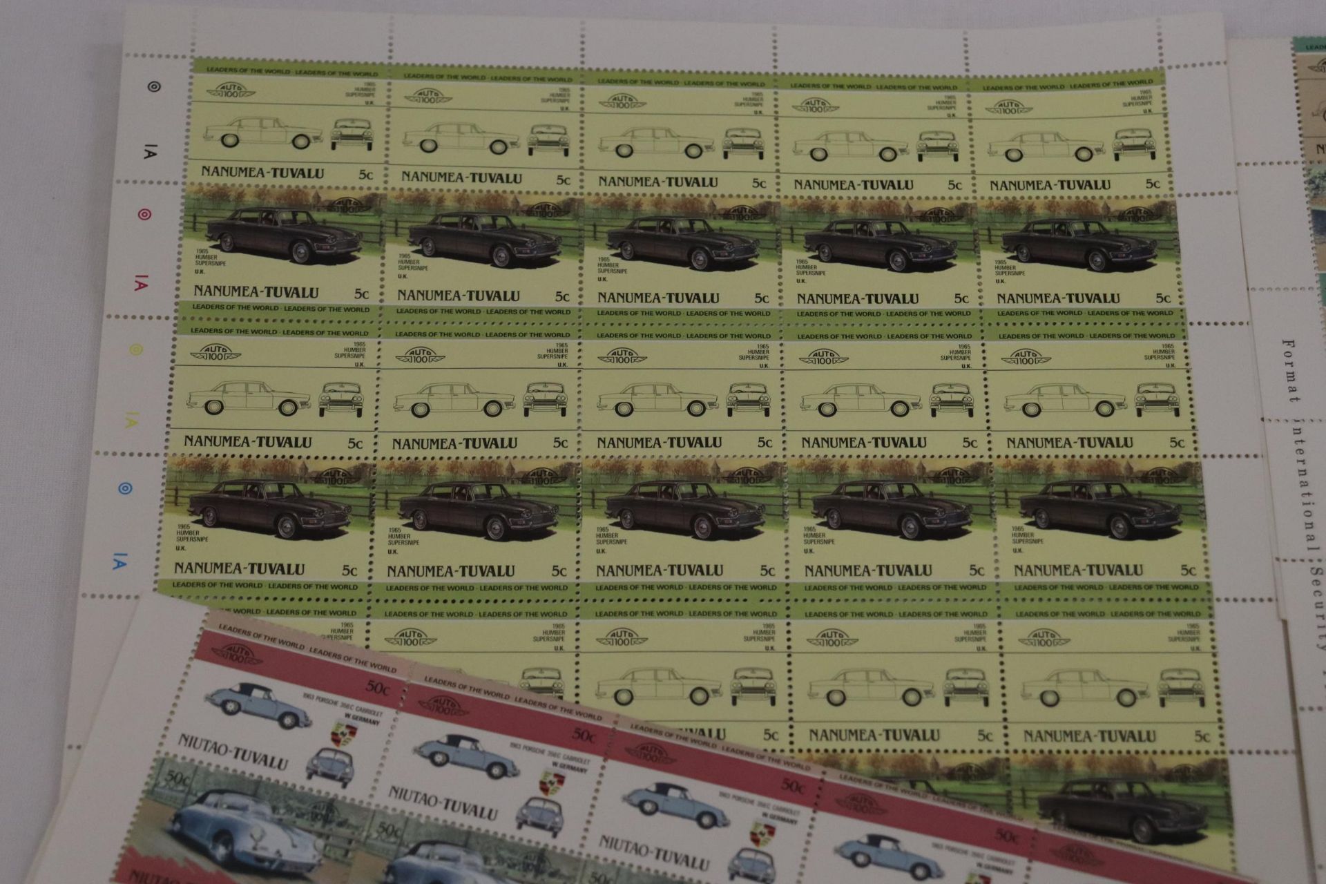 A COLLECTION OF FULL SHEETS OF CLASSIC CAR STAMPS - Image 4 of 7