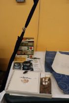 A QUANTITY OF FISHING ITEMS TO INCLUDE A FLY TYING KIT, ASSORTED FISHING TACKLE, SMALL BOX OF FLIES,