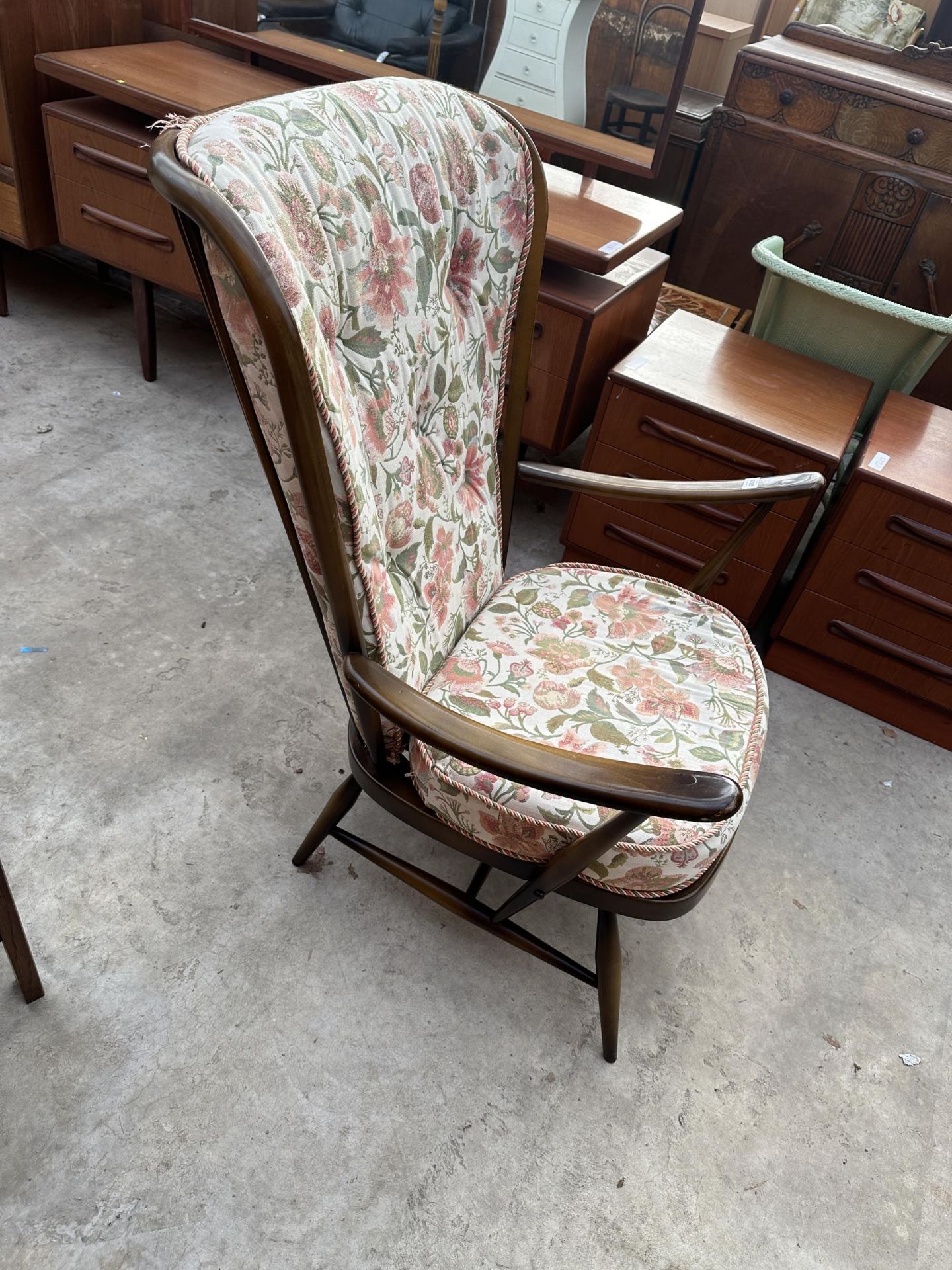 AN ERCOL BLUE LABEL FIRESIDE CHAIR - Image 2 of 5