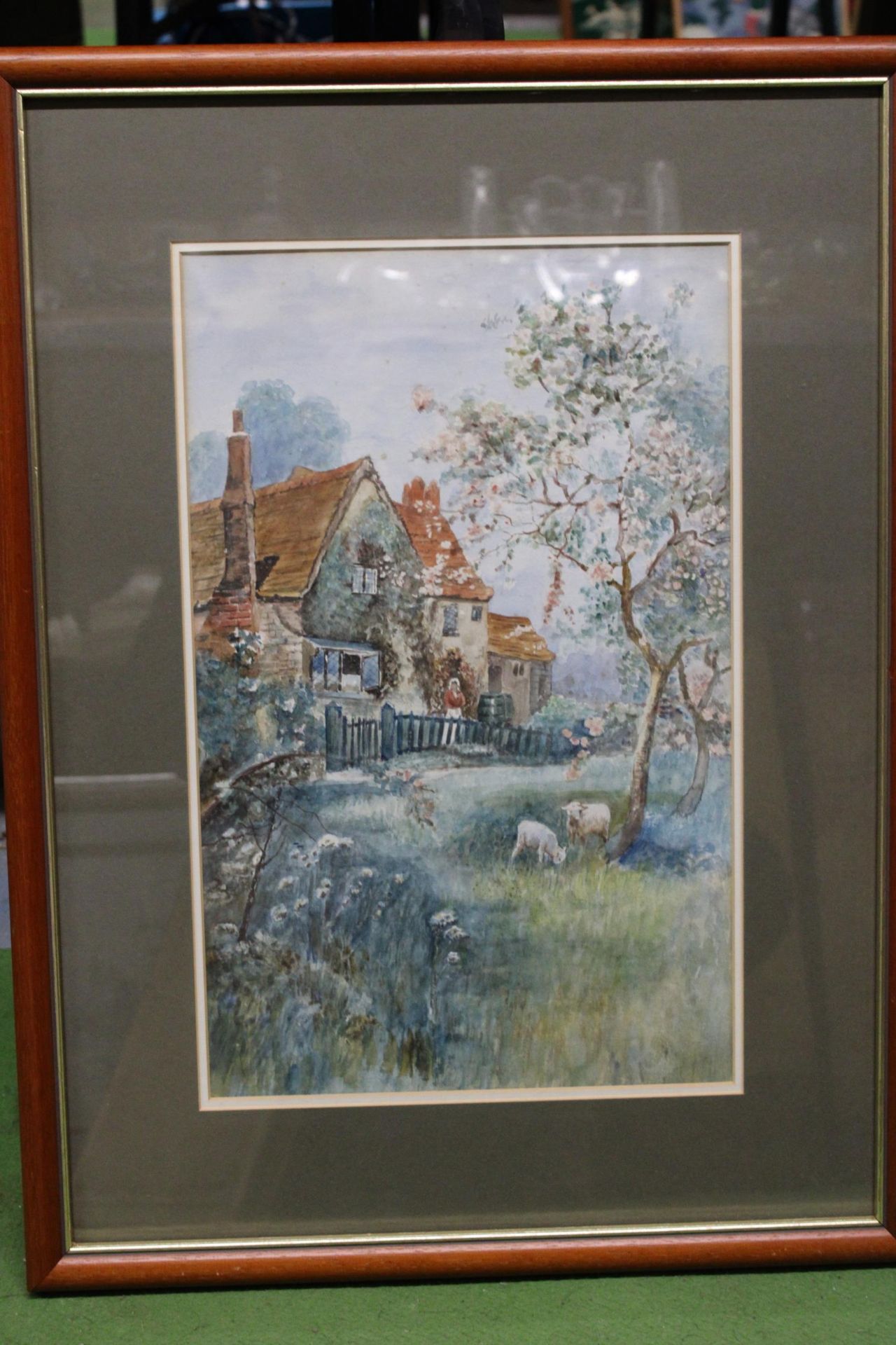THREE FRAMED PRINTS TO INCLUDE TWO OF LADIES AND ONE OF A RURAL COTTAGE - Image 4 of 4