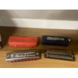 TWO HARMONICAS TO INCLUDE A HOHNER SILVER STAR IN KEY D PLUS A HOHNER STUDENT HARMONICA