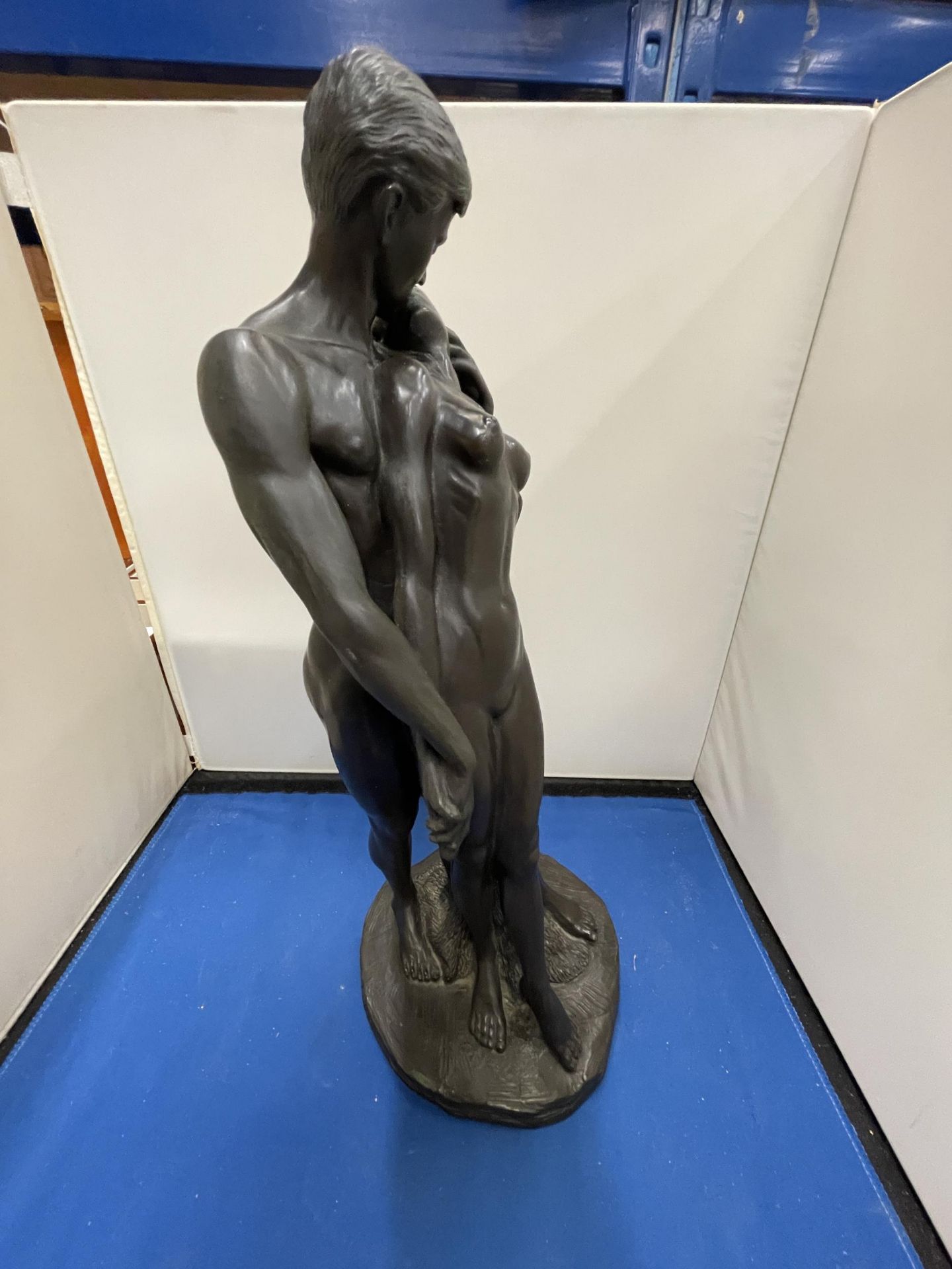 A BRONZED FIGURE OF MALE AND FEMALE NUDES SIGNED - Image 3 of 4