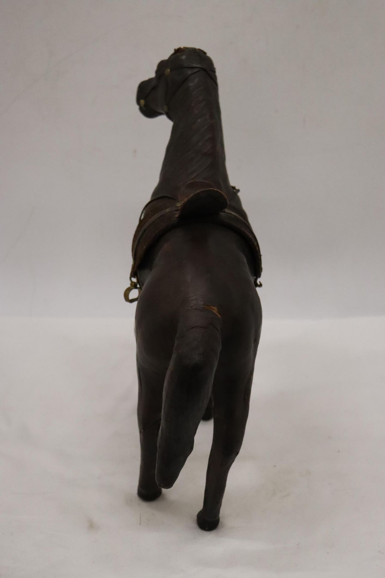 A VINTAGE LEATHER HORSE A/F - Image 5 of 7