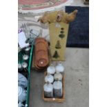 AN ASSORTMENT OF ITEMS TO INCLUDE SERVING BOARDS AND STONEWARE BOTTLES ETC