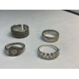 FOUR VARIOUS SILVER RINGS