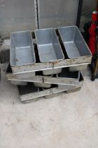 THREE VINTAGE THREE SECTION METAL DOUGH PROVING LOAF TRAYS