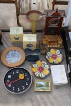 AN ASSORTMENT OF ITEMS TO INCLUDE TWO BOXED ROYAL DOULTON BRAMBLY HEDGE TREASETS, CLOCKS AND