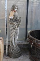 A CONCRETE GARDEN FIGURE OF A FEMALE (H:80CM)