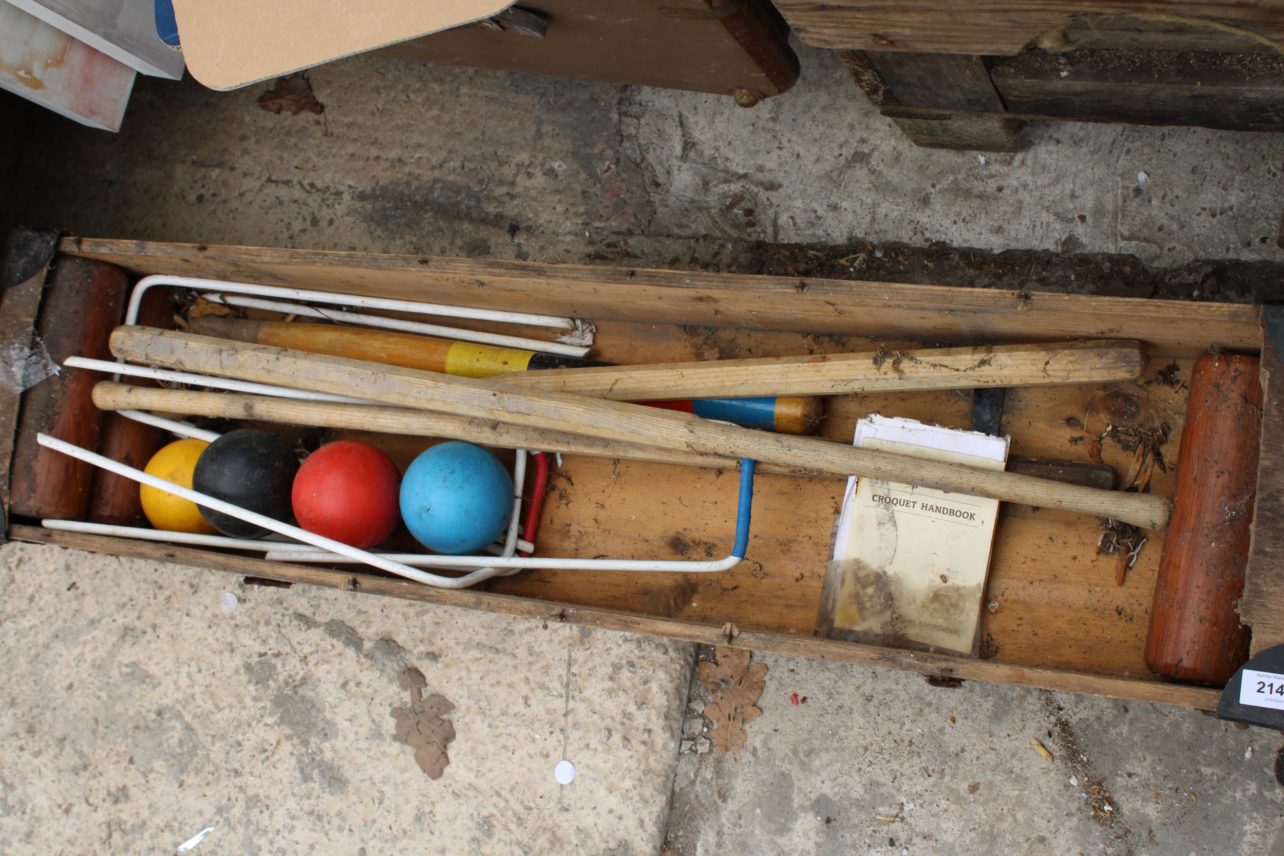 A PART COMPLETE WOODEN CROQUET SET - Image 2 of 3