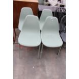 FOUR MODERN PLASTIC DINING CHAIRS