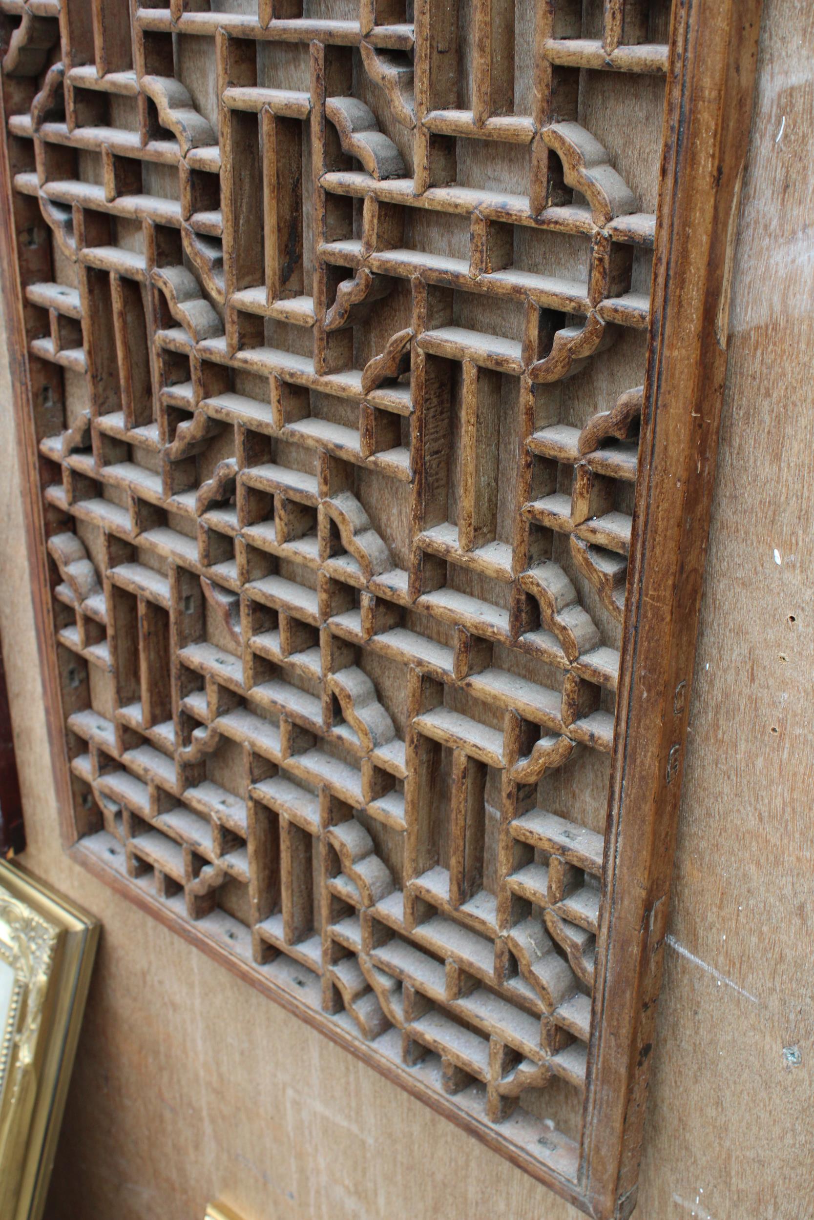 AN ORIENTAL HARDWOOD PANEL 41" X 21" - Image 3 of 3