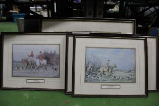 FIVE FRAMED HUNTING PRINT SCENES