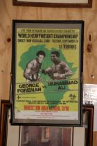 A MUHAMMAD ALI V GEORGE FOREMAN 'RUMBLE IN THE JUNGLE', POSTER WITH A PHOTOGRAPH TO THE BACK