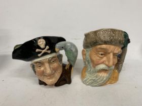 TWO ROYAL DOULTON TOBY JUGS - LONG JOHN SILVER AND ROBINSON CRUSOE