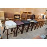 EIGHT VARIOUS HIGH BACK STOOLS