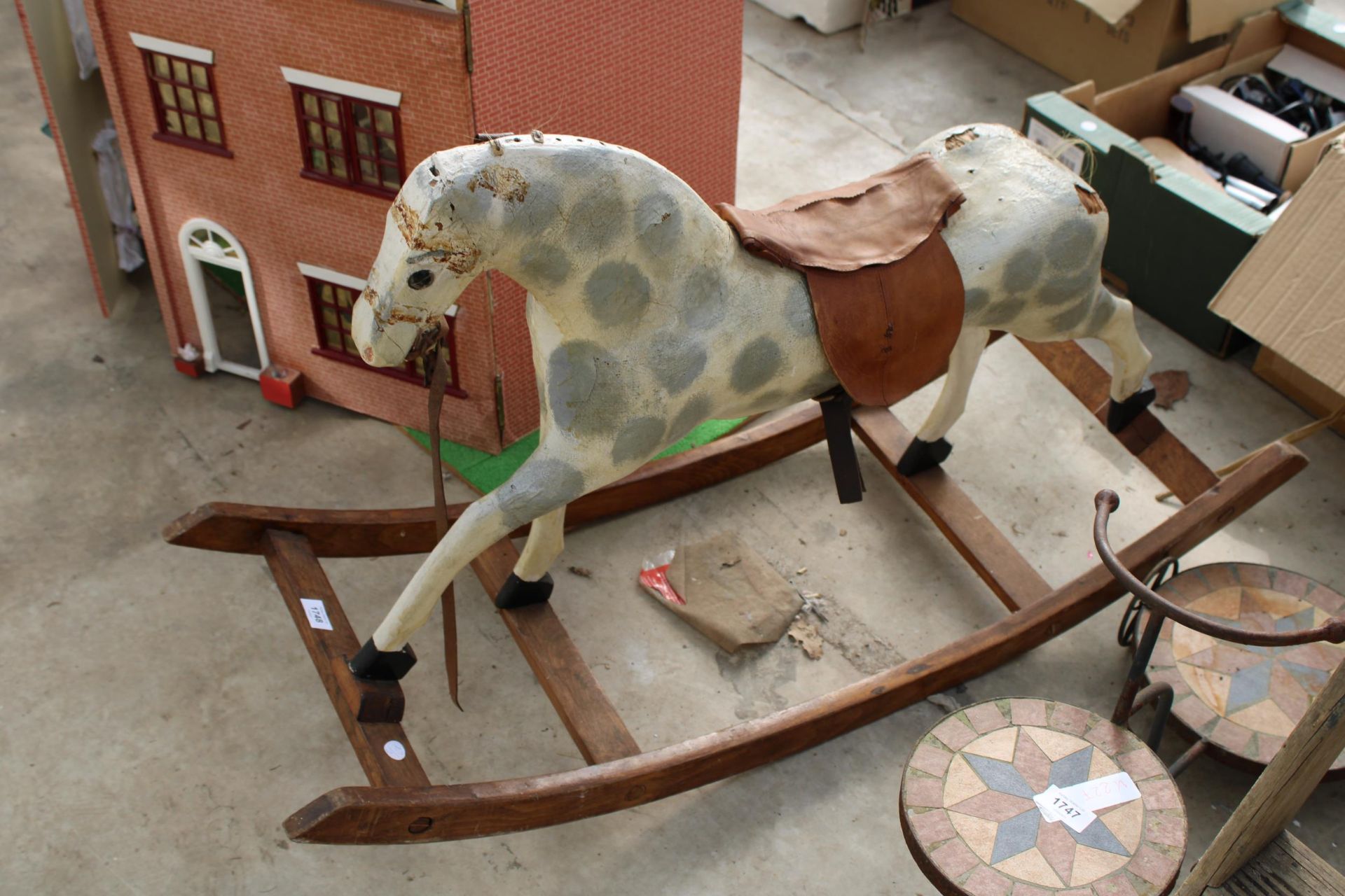 A VINTAGE WOODEN AND FIBRE GLASS CHILDS ROCKING HORSE - Image 2 of 2