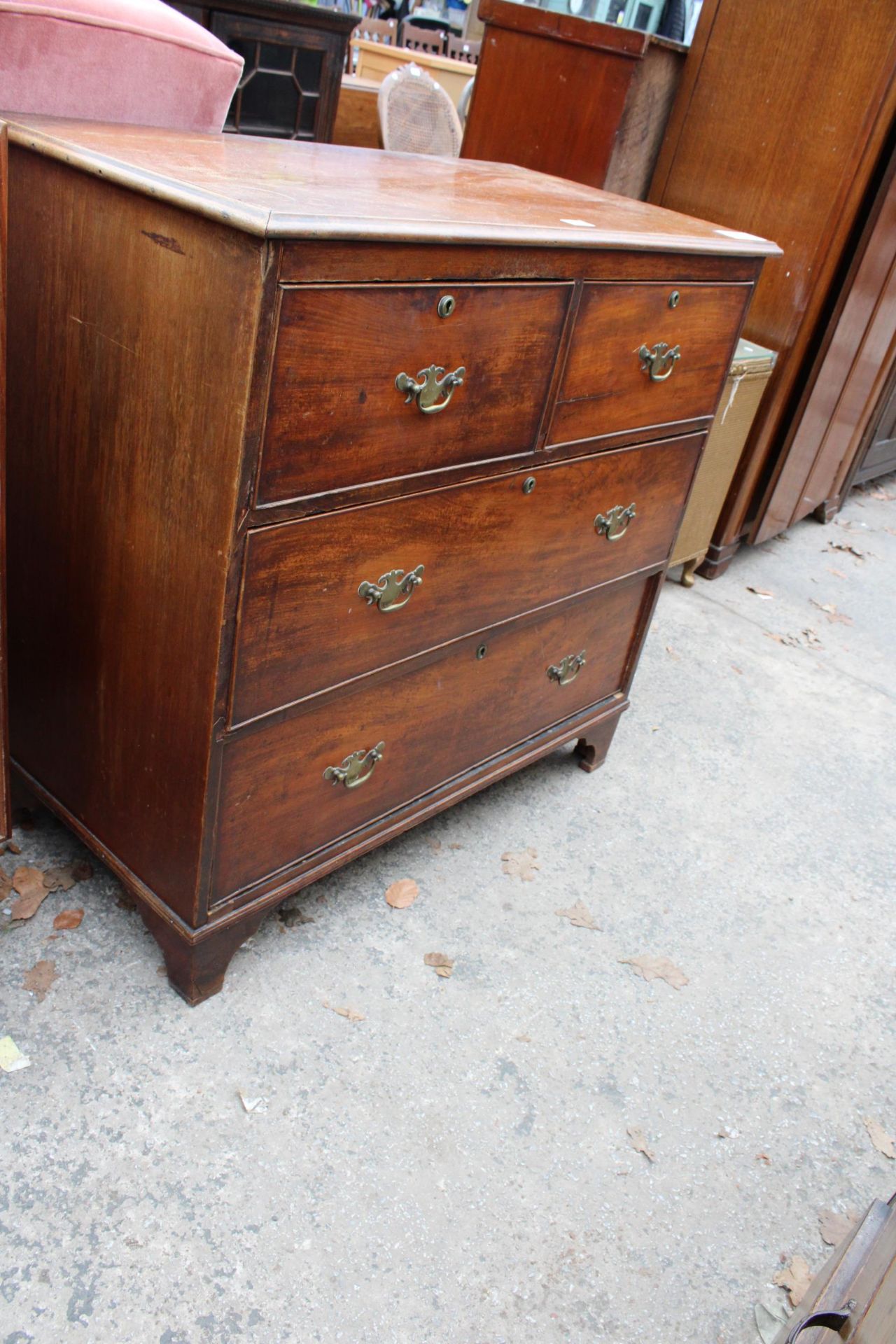A 19TH CENTURY SATINWOOD CHEST OF TWO SHORT AND TWO LONG DRAWERS 36" WIDE - Image 2 of 3