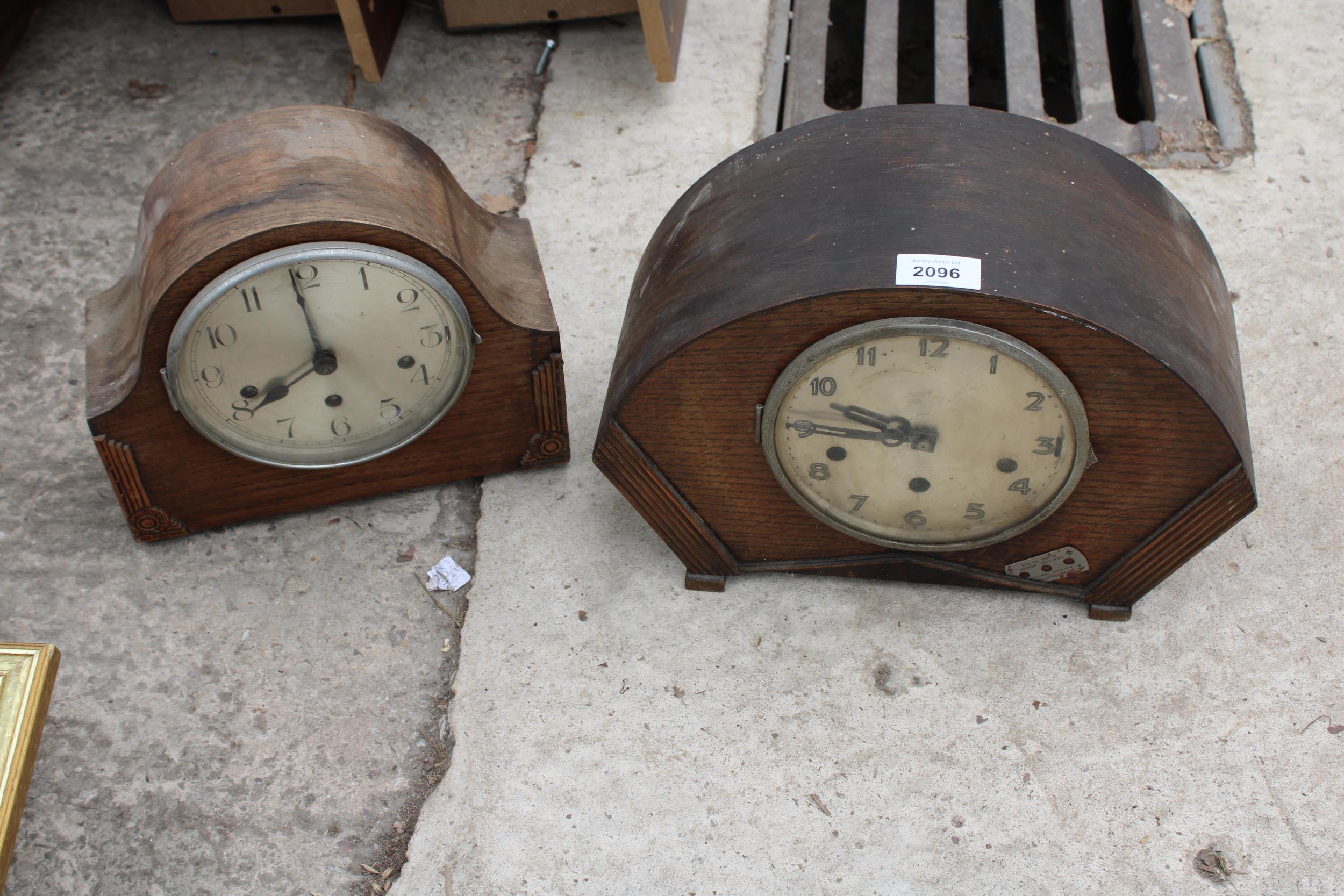 TWO WOOEN CASED WESTMINISTER CHIMING MANTLE CLOCKS