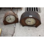 TWO WOOEN CASED WESTMINISTER CHIMING MANTLE CLOCKS