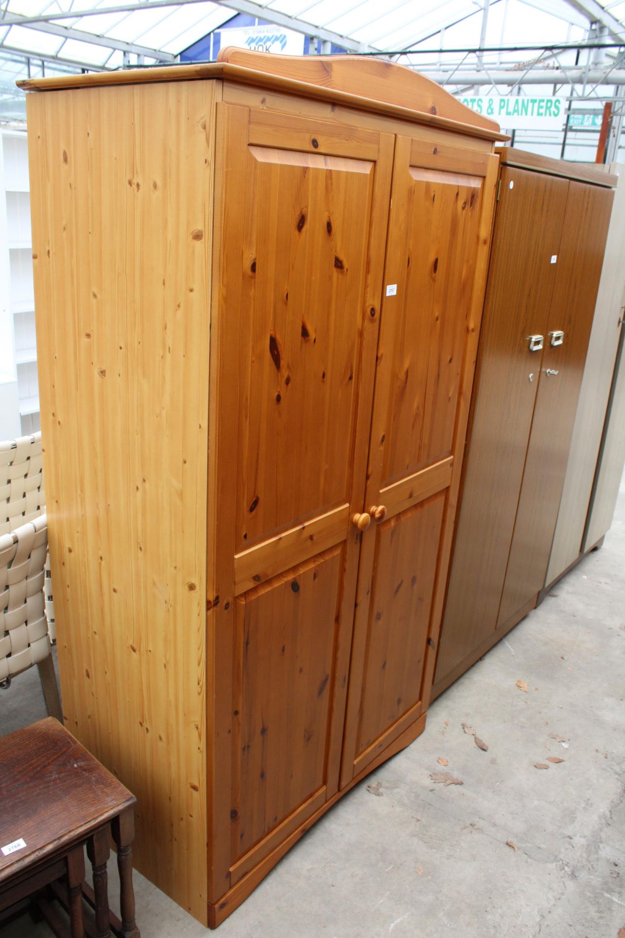 A PINE TWO DOOR WARDROBE 40" WIDE