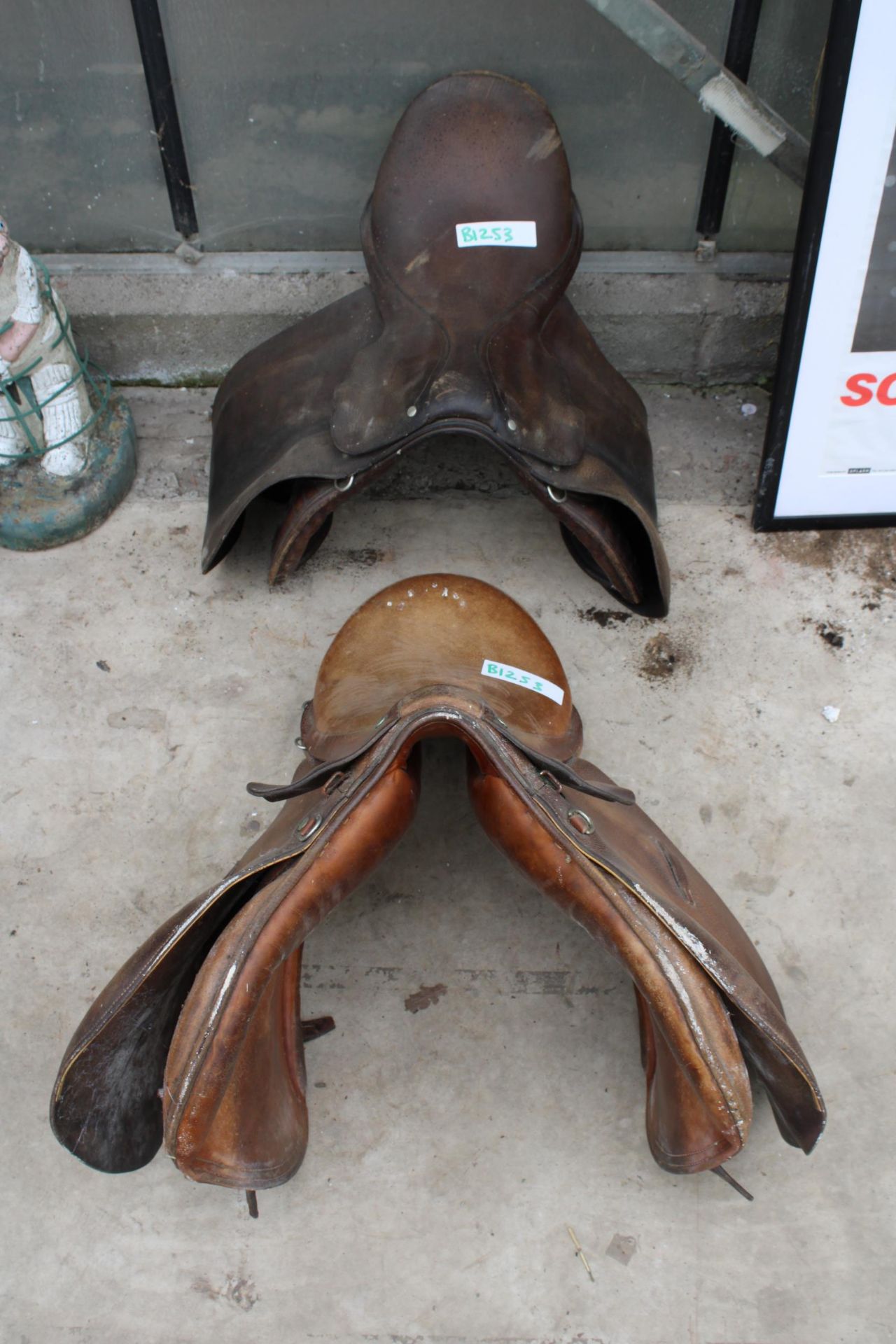 TWO VINTAGE LEATHER HORSE SADDLES - Image 2 of 3