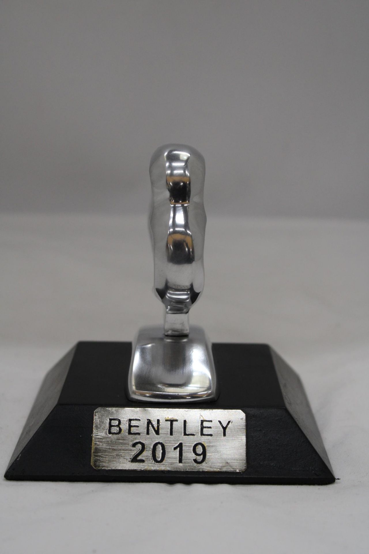 A 2019, CHROME BENTLEY 'B' ON A BASE, HEIGHT APPROX 13CM - Image 2 of 5