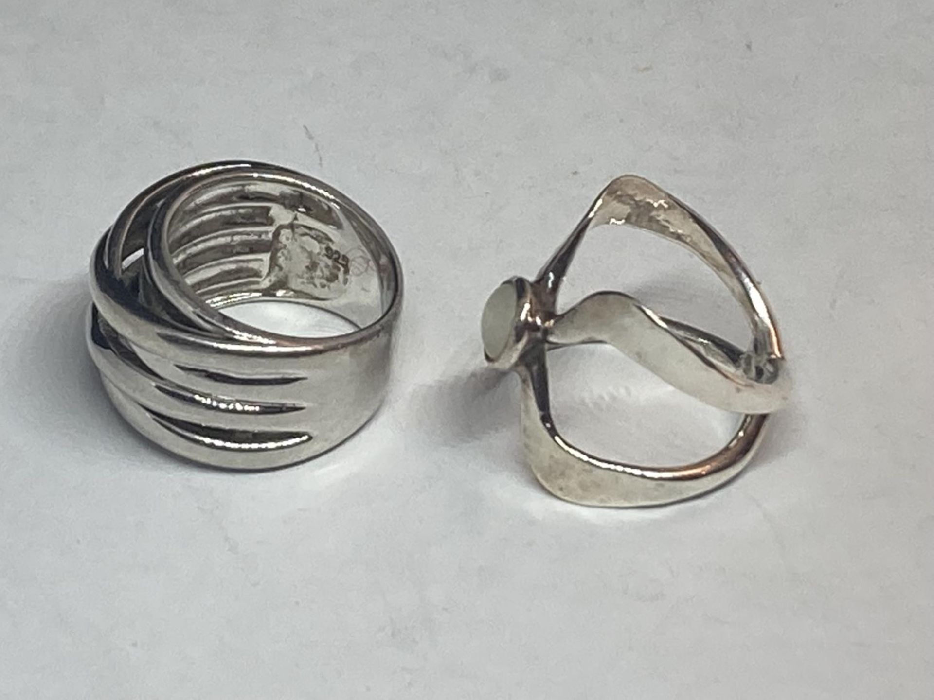 TWO SILVER DRESS RINGS - Image 2 of 3