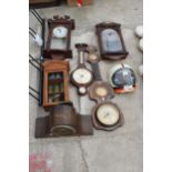 AN ASSORTMENT OF VARIOUS ITEMS TO INCLUDE CLOCKS AND BAROMETERS ETC