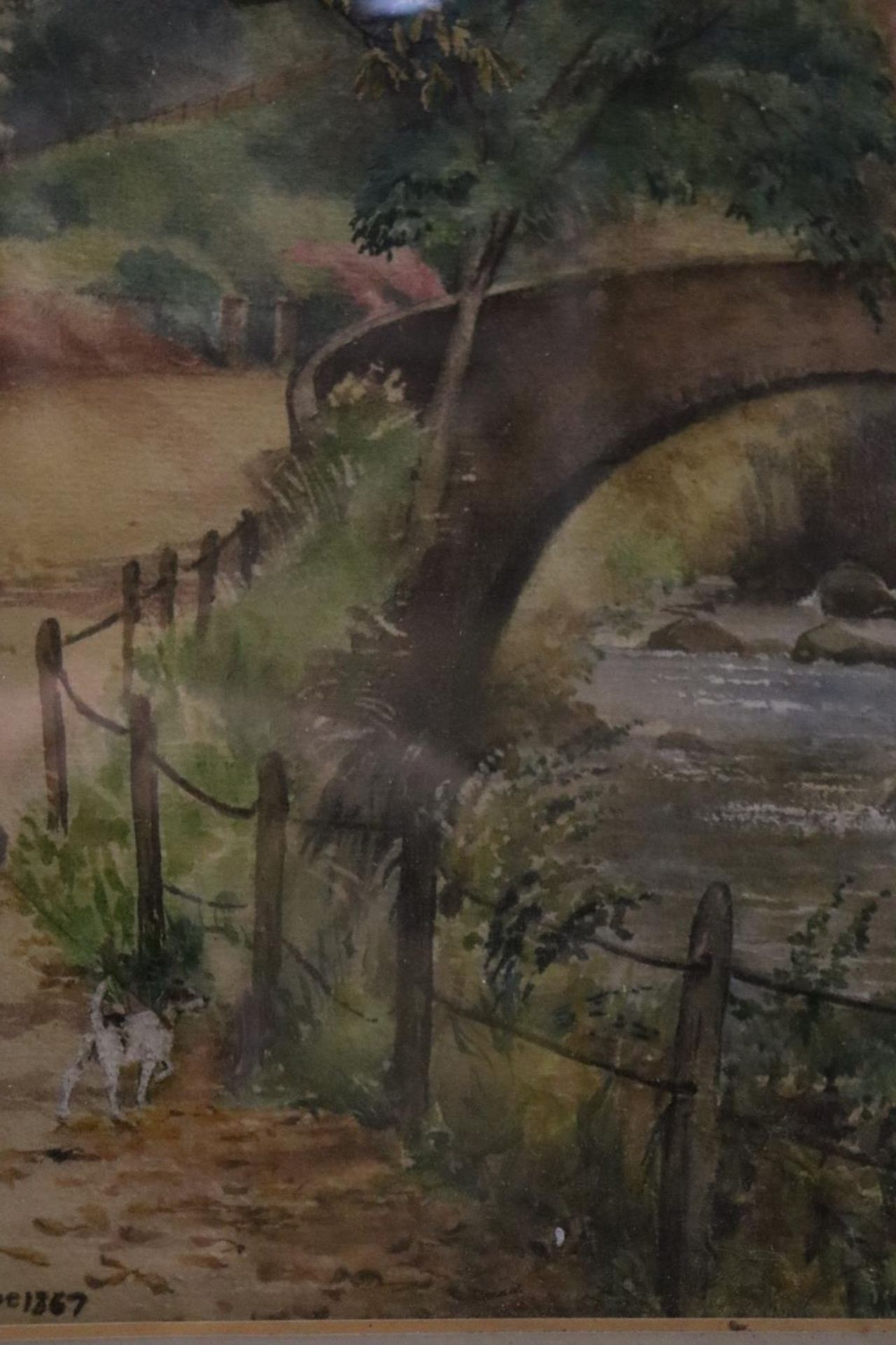 AN 1867 WATERCOLOUR (BY THE RIVER) SIGNED WILLIAM CRANE - Image 2 of 4