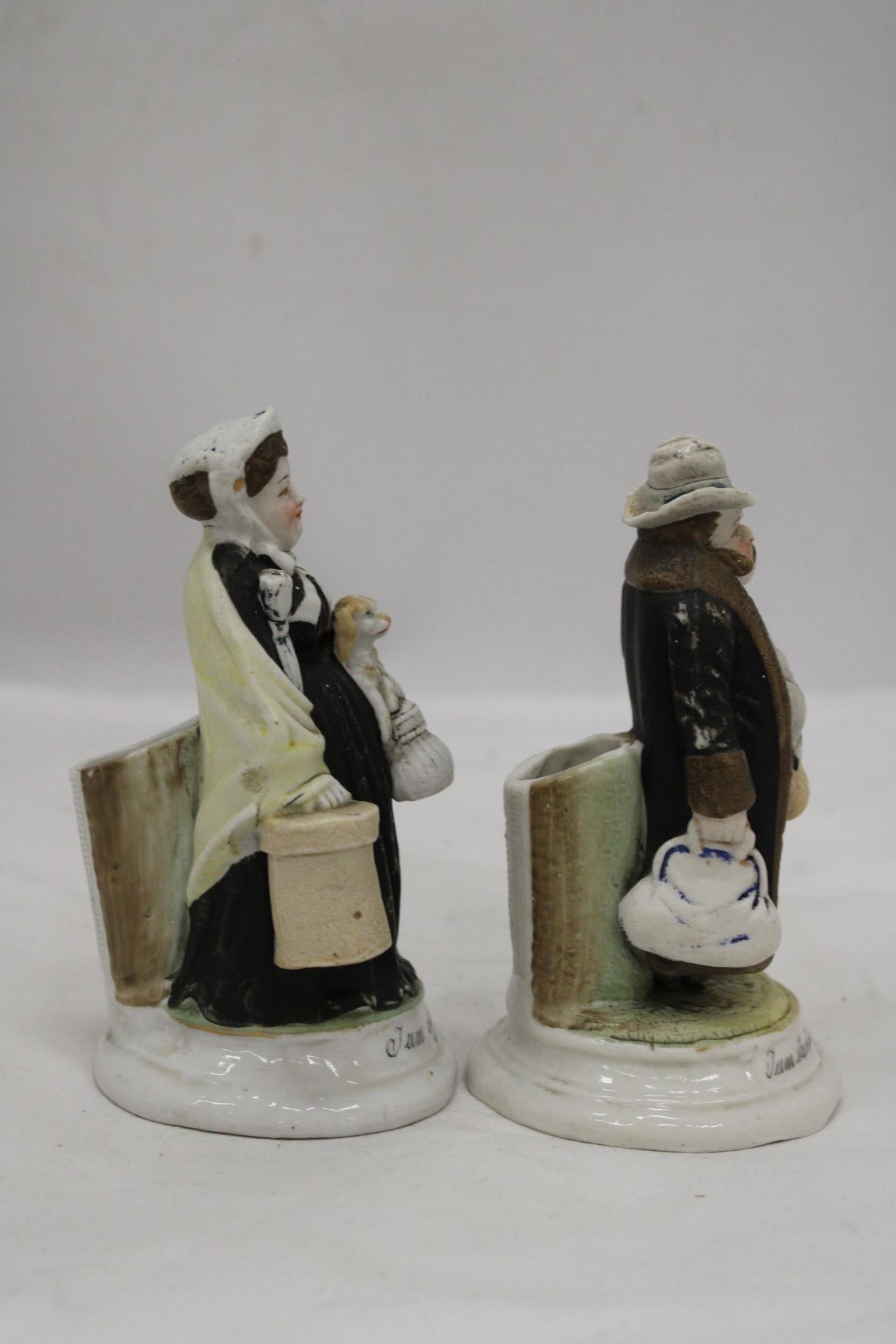 TWO ORIGINAL CONTA AND BOHME GERMAN FAIRINGS MATCHSTICK HOLDERS, 'I AM STARTING FOR A LONG JOURNEY', - Image 3 of 6