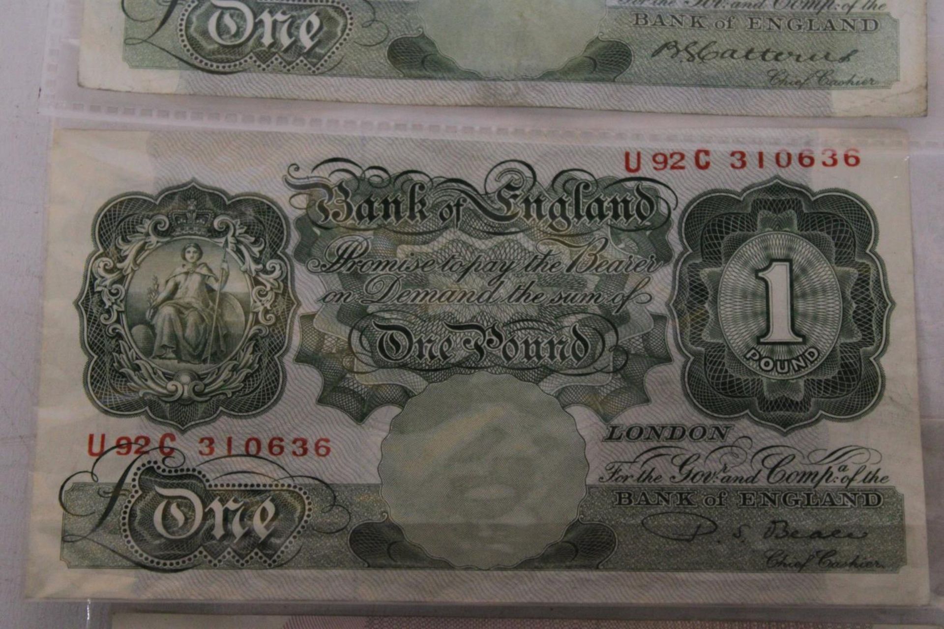 TWO ONE POUND NOTES AND A TEN SHILLING NOTE - Image 3 of 4