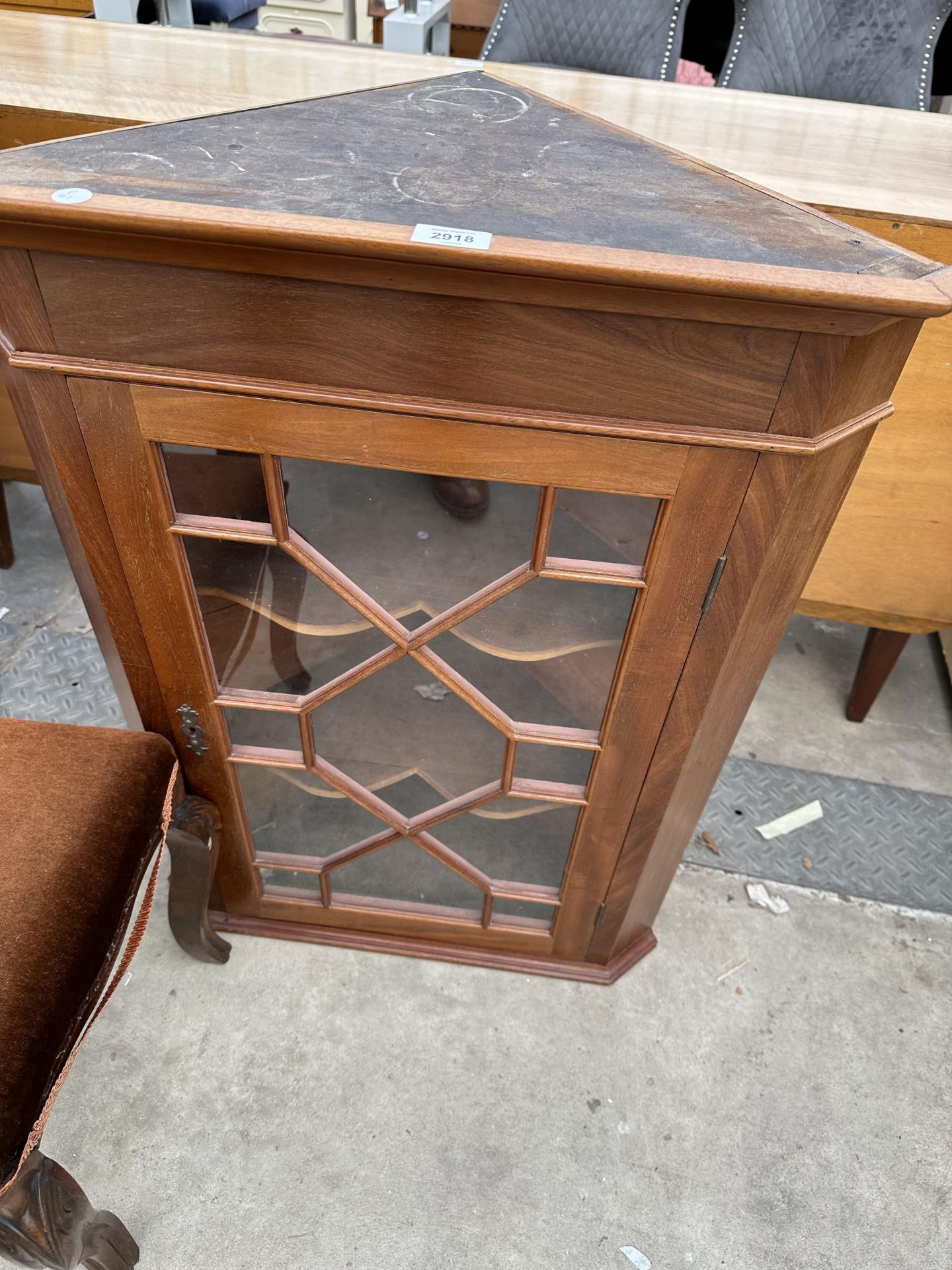 A VICTORIAN STYLE STOOL AND ASTRAGAL GLAZED CORNER CUPBOARD - Image 2 of 3