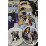 SEVEN BOXER DOG COLLECTORS PLATES WITH PLATE STANDS