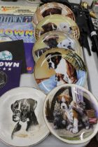 SEVEN BOXER DOG COLLECTORS PLATES WITH PLATE STANDS