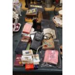 A COLLECTION OF CARD GAMES, SCRABBLE ETC AND TWO CAMERAS