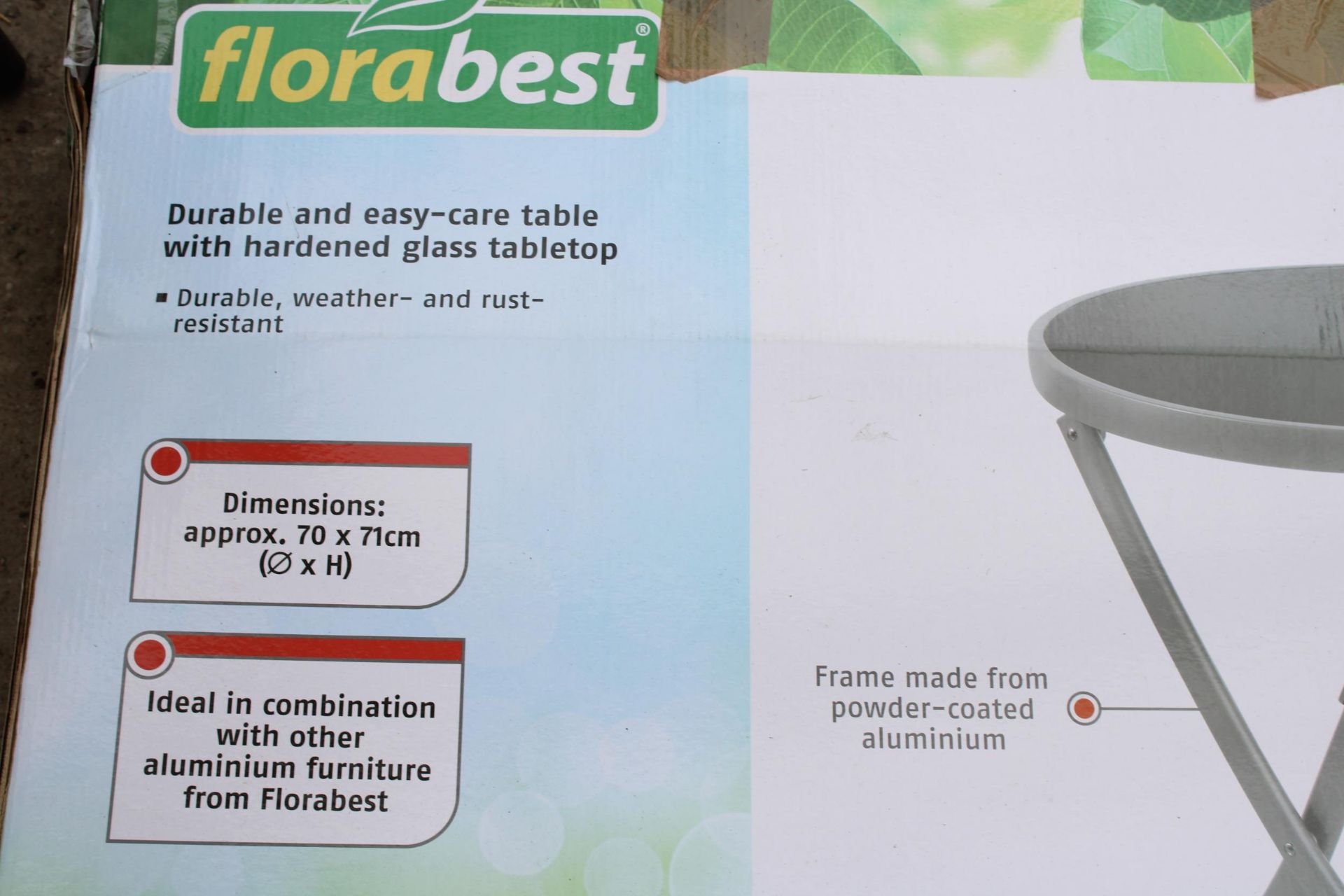 AN AS NEW AND BOXED FLORABEST GARDEN TABLE AND FOUR STACKING GARDEN CHAIRS - Bild 3 aus 5